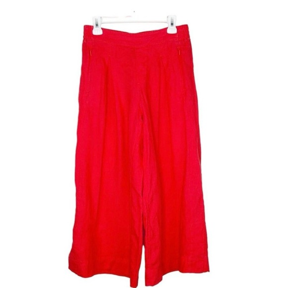 Athleta Playa Linen Wide Leg Crop Pants Womens Size 8 Bright Coral - Picture 12 of 12